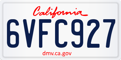 CA license plate 6VFC927