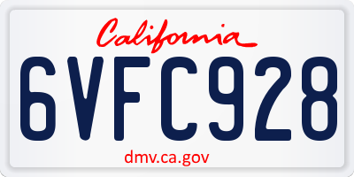 CA license plate 6VFC928