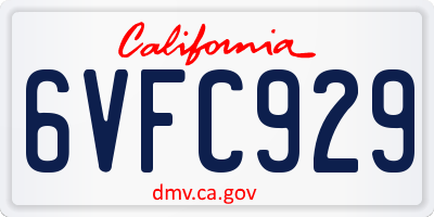 CA license plate 6VFC929