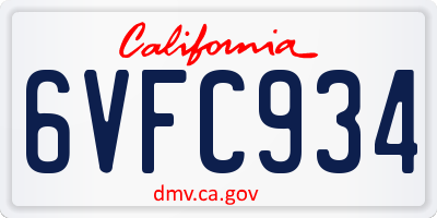 CA license plate 6VFC934