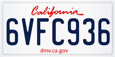 CA license plate 6VFC936