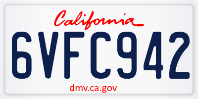 CA license plate 6VFC942