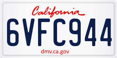 CA license plate 6VFC944