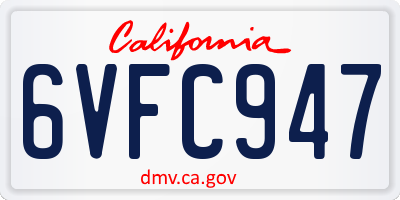 CA license plate 6VFC947