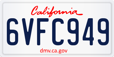 CA license plate 6VFC949
