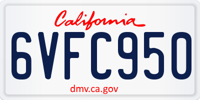 CA license plate 6VFC950