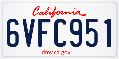 CA license plate 6VFC951