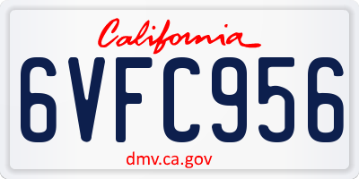 CA license plate 6VFC956