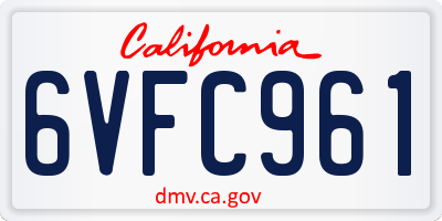 CA license plate 6VFC961
