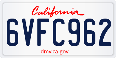CA license plate 6VFC962