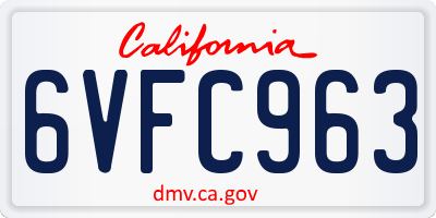 CA license plate 6VFC963