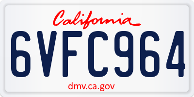 CA license plate 6VFC964