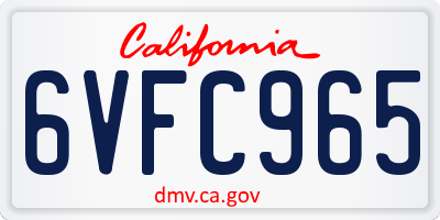 CA license plate 6VFC965