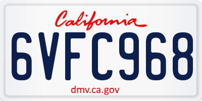 CA license plate 6VFC968