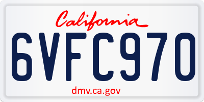 CA license plate 6VFC970