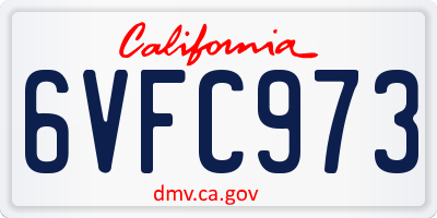 CA license plate 6VFC973
