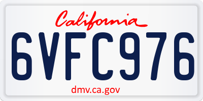 CA license plate 6VFC976