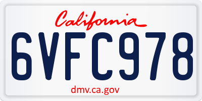 CA license plate 6VFC978