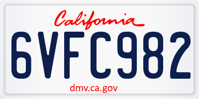 CA license plate 6VFC982