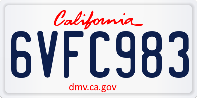 CA license plate 6VFC983