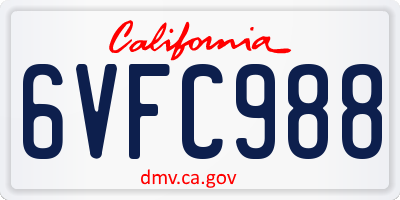 CA license plate 6VFC988