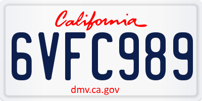 CA license plate 6VFC989