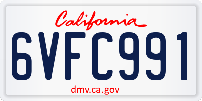 CA license plate 6VFC991