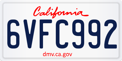 CA license plate 6VFC992