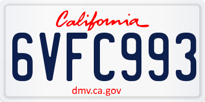 CA license plate 6VFC993