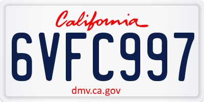 CA license plate 6VFC997