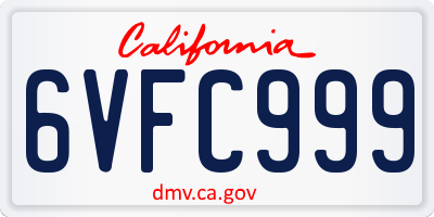 CA license plate 6VFC999
