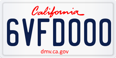 CA license plate 6VFD000