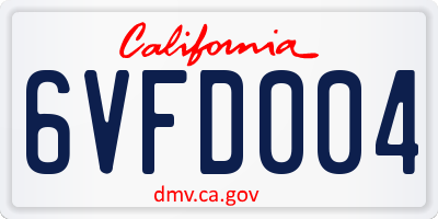 CA license plate 6VFD004