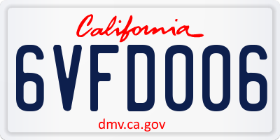 CA license plate 6VFD006