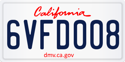 CA license plate 6VFD008