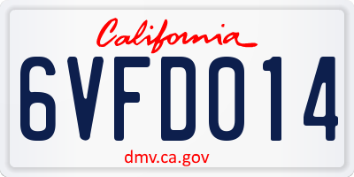 CA license plate 6VFD014