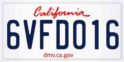 CA license plate 6VFD016