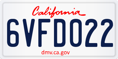 CA license plate 6VFD022