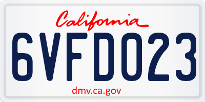 CA license plate 6VFD023