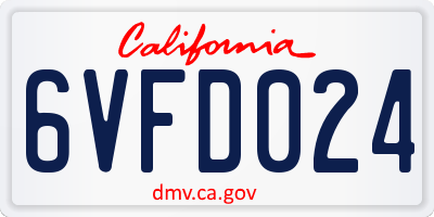 CA license plate 6VFD024