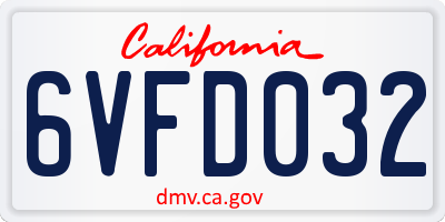 CA license plate 6VFD032