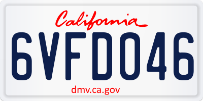 CA license plate 6VFD046