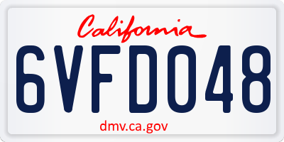 CA license plate 6VFD048