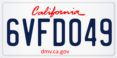 CA license plate 6VFD049
