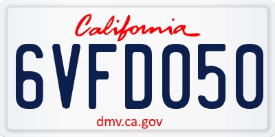 CA license plate 6VFD050