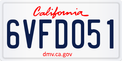 CA license plate 6VFD051