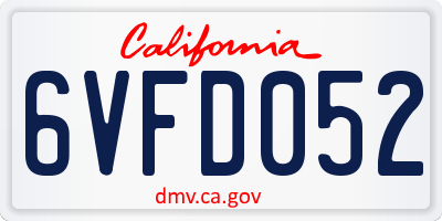 CA license plate 6VFD052