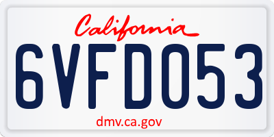 CA license plate 6VFD053