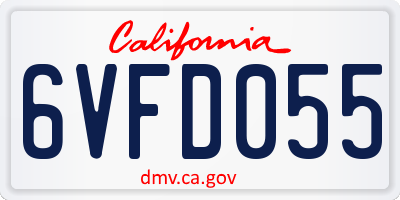 CA license plate 6VFD055