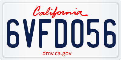 CA license plate 6VFD056